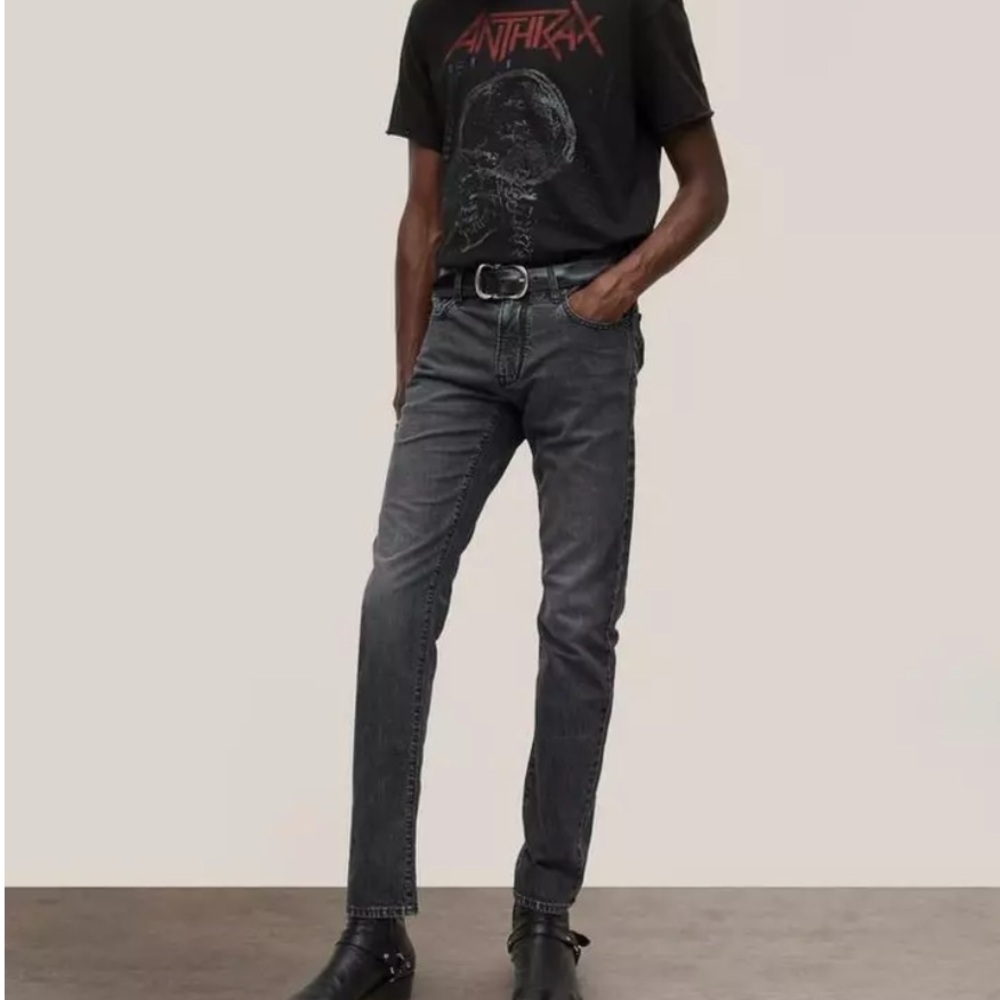 John Varvatos J701 Regular Fit Benny Wash Charcoal Black Gray Denim Jeans 28